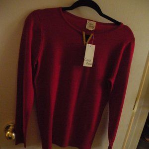CAROL ROSE RED SWEATER NWT EMBELLISHED GOLD METAL